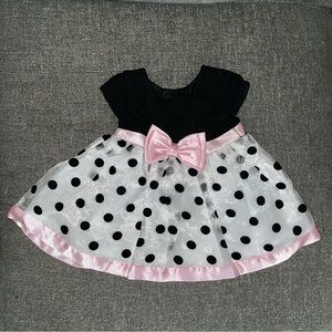 Sweet Heart Rose Black and Pink Polka Dot Dress 3-6 Months